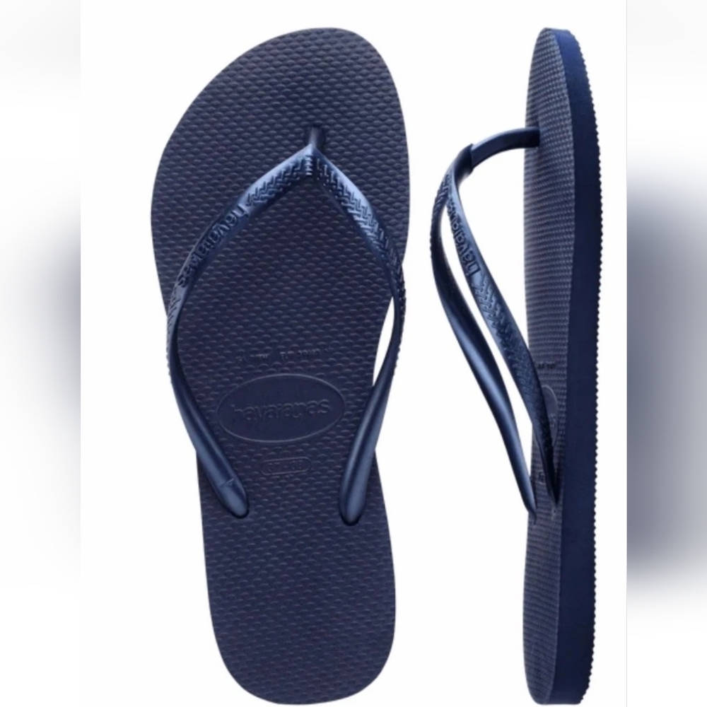 Havaianas Brazilian Slim Flip Flops NAVY BLUE 7/8 Womens *Original* Sandals - Picture 2 of 3